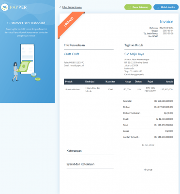 rincian pembayaran invoice