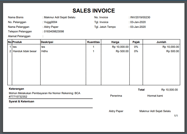 Invoice Penjualan