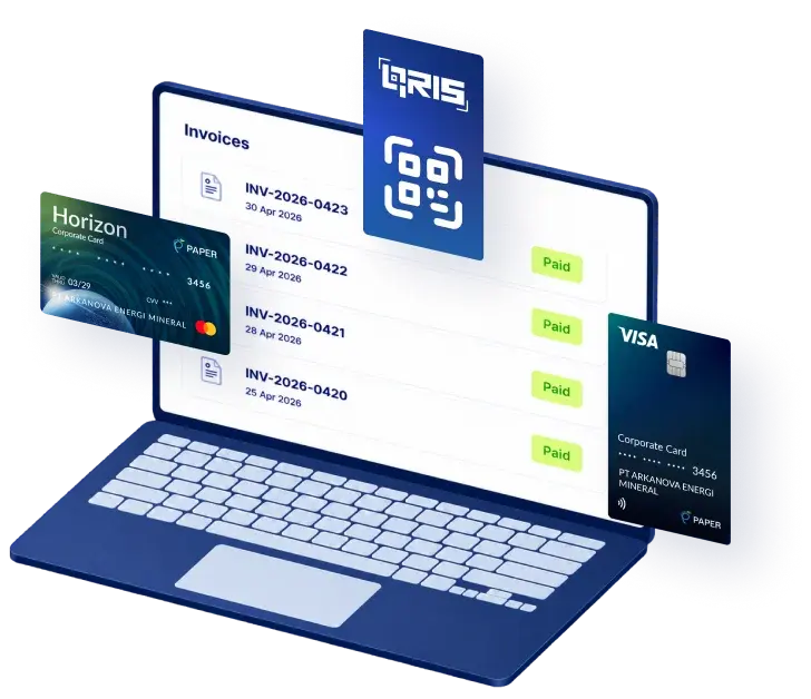 Pembayaran invoice dengan kartu Horizon, QRIS, dan kartu fisik