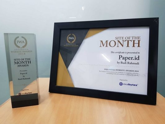 Paper.id Raih Gelar Site of The Month dari Indonesia Website Awards