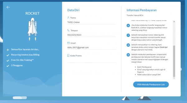 Form Pembayaran Subscription