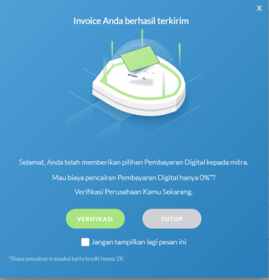 pop up setelah kirim invoice