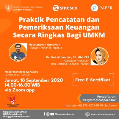 Webinar Paper.id x SMESCO, Pentingnya Pencatatan dan Pemeriksaan Keuangan UMKM