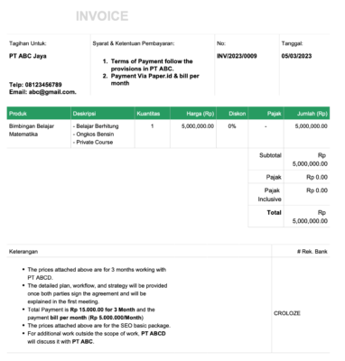 7 Contoh Invoice Pembayaran & Penjualan Untuk Bisnis