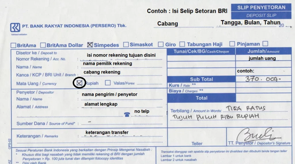 contoh kwitansi transfer uang