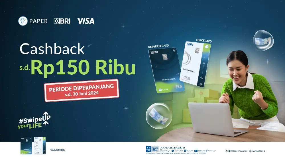 Ajukan PAPERCARD, Dapatkan Kupon Cashback S.d Rp150 Ribu