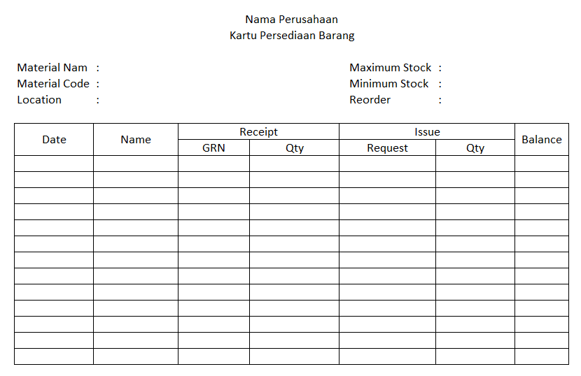 contoh inventory card