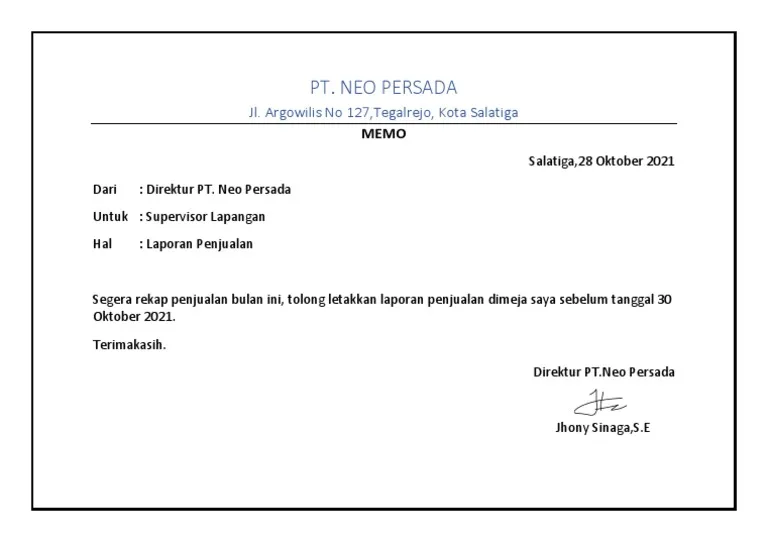 contoh memo