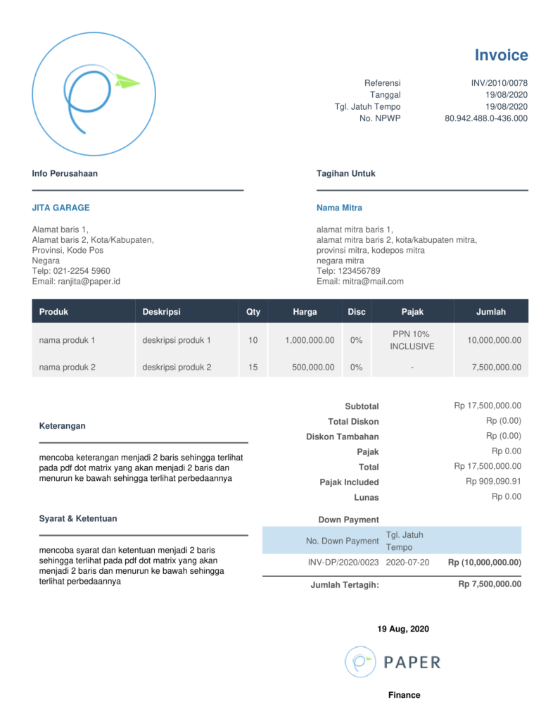 contoh invoice