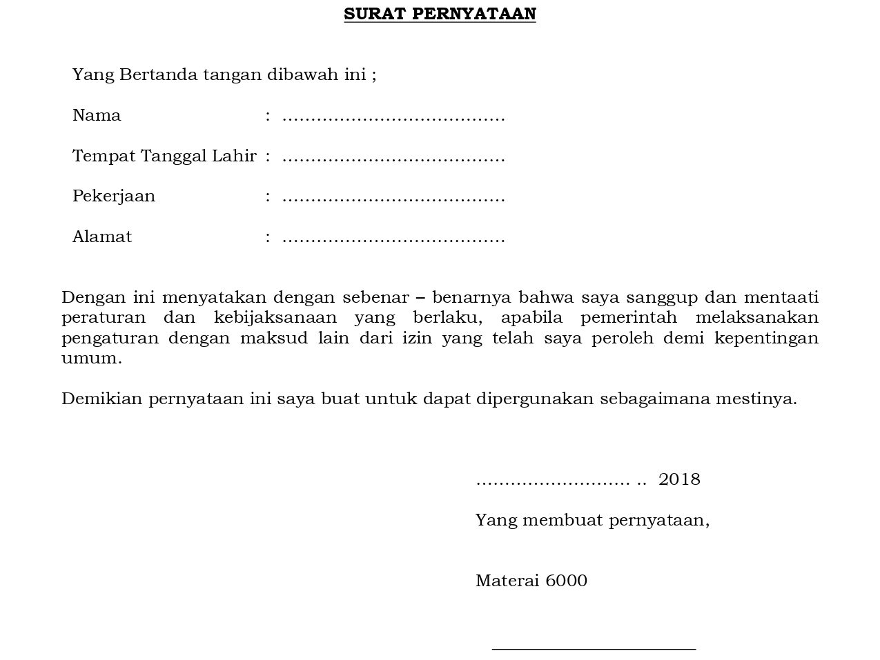 surat pernyataan