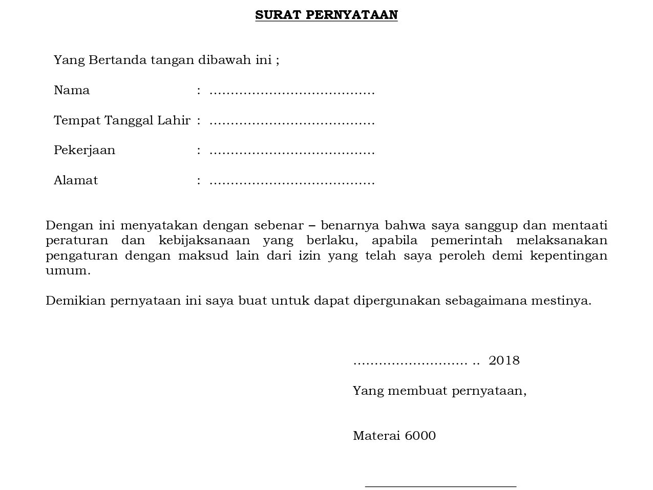 surat pernyataan 