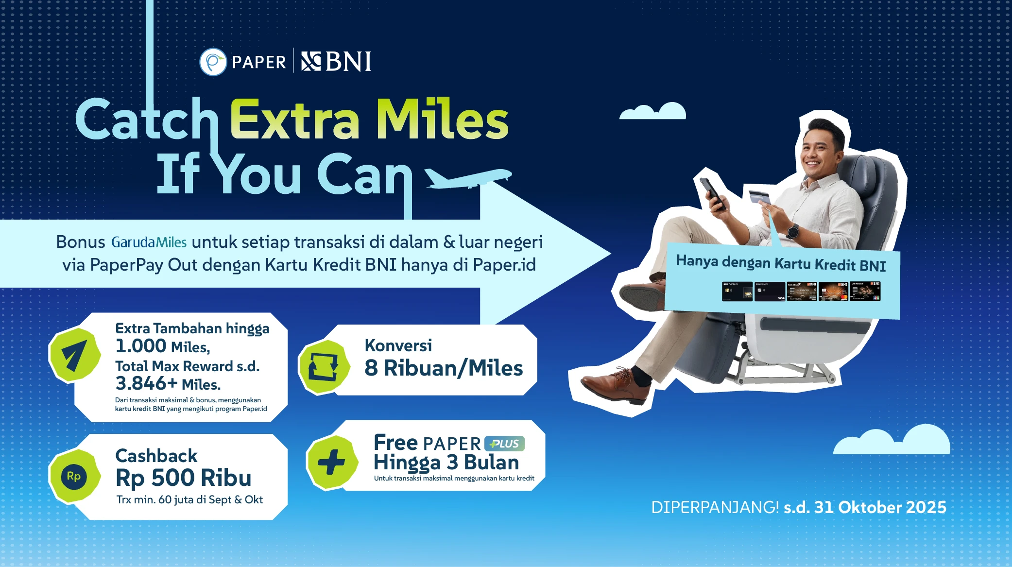 Tambahan 1.000 GarudaMiles dan Cashback Rp500.000 untuk Kartu Kredit BNI!