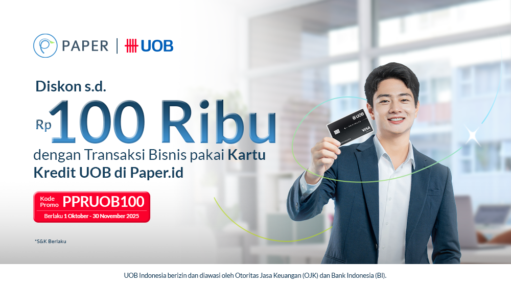 Diskon Hingga Rp100.000 untuk Pengguna Kartu Kredit UOB di Paper.id!