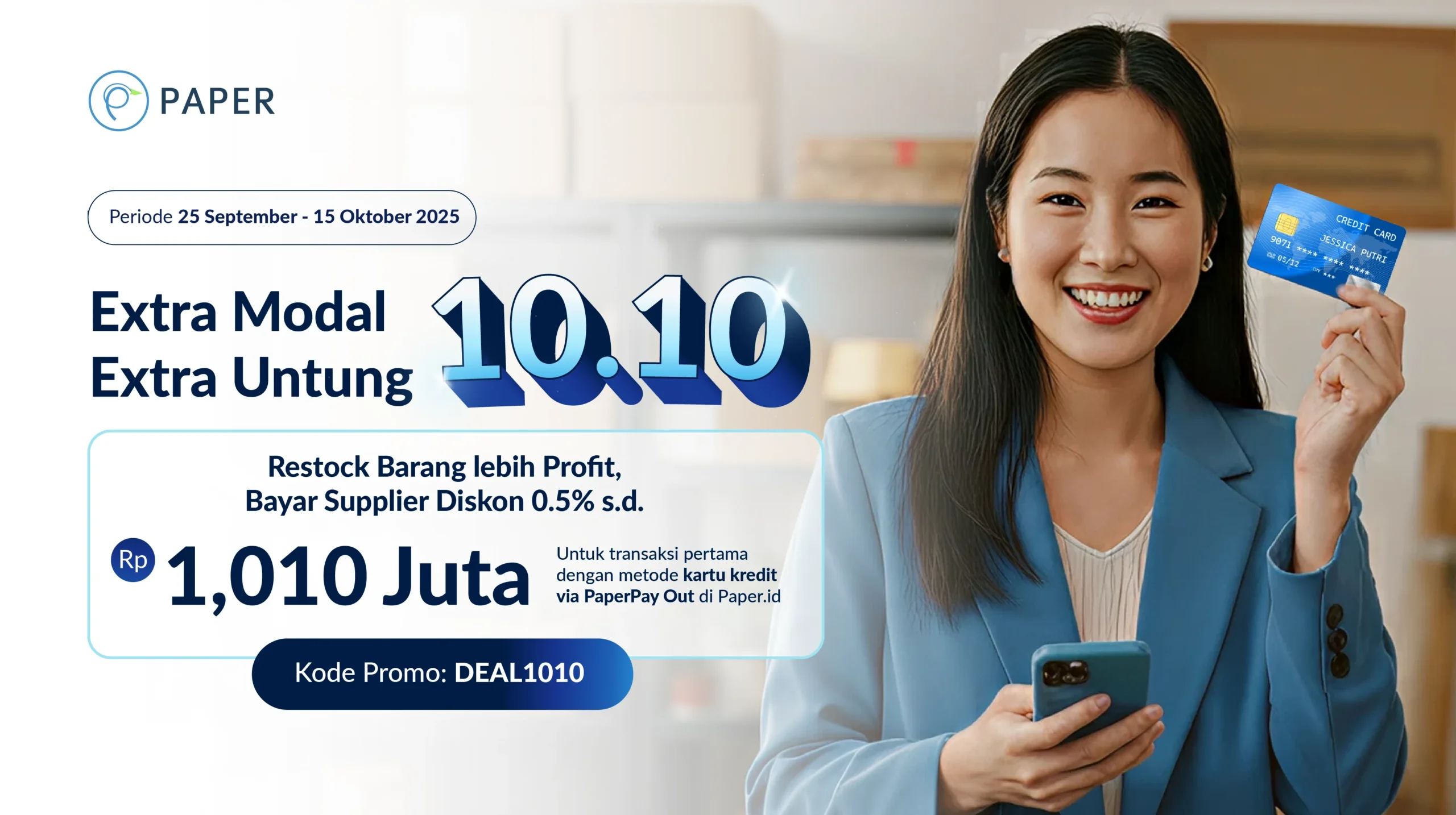 Double Date Promo 10.10: Diskon Hingga Rp1.010.000, Ayo Transaksi di Paper!