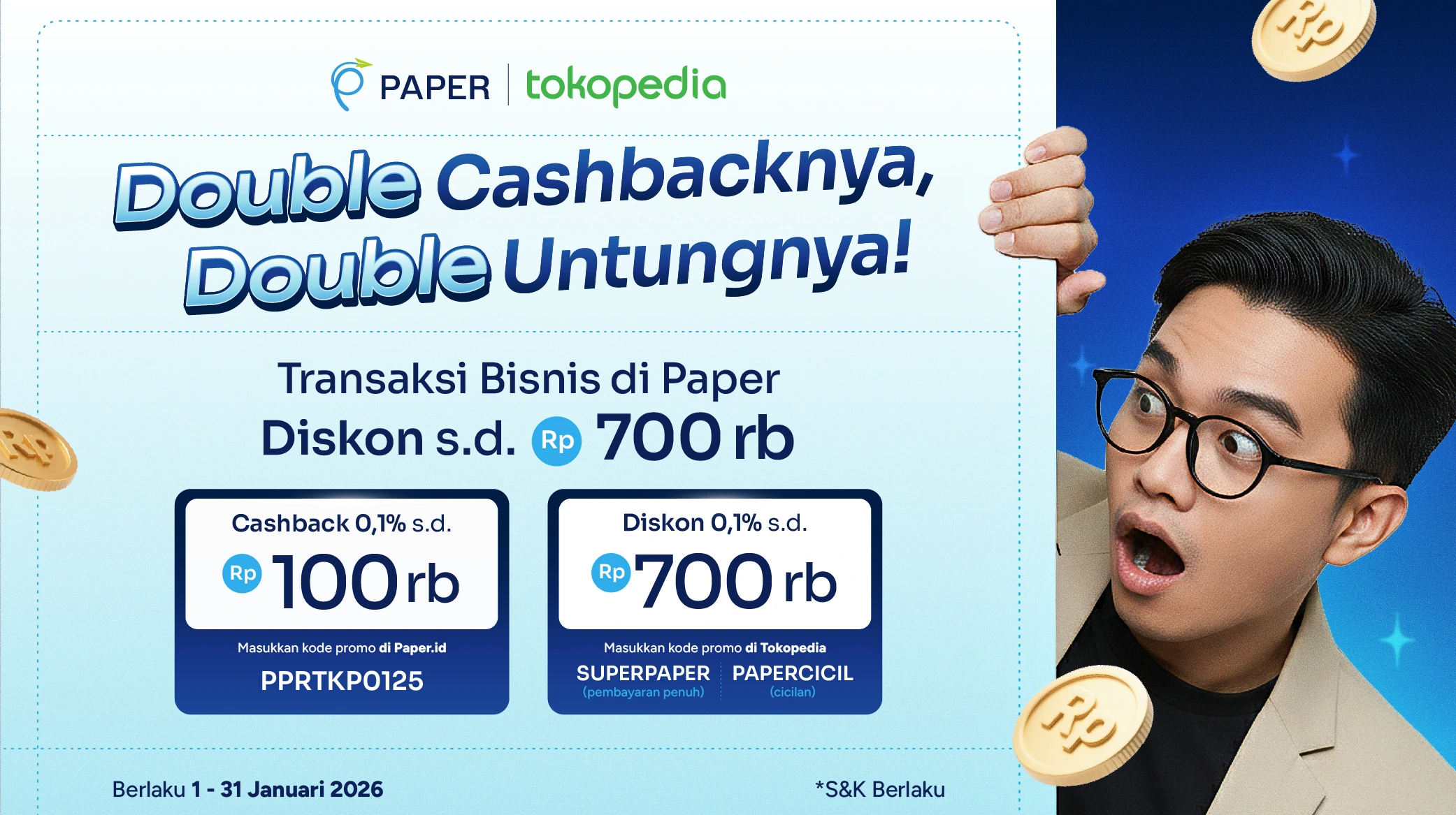 Diskon Hingga Rp700 ribu, Transaksi di Tokopedia dan Paper Sekarang!