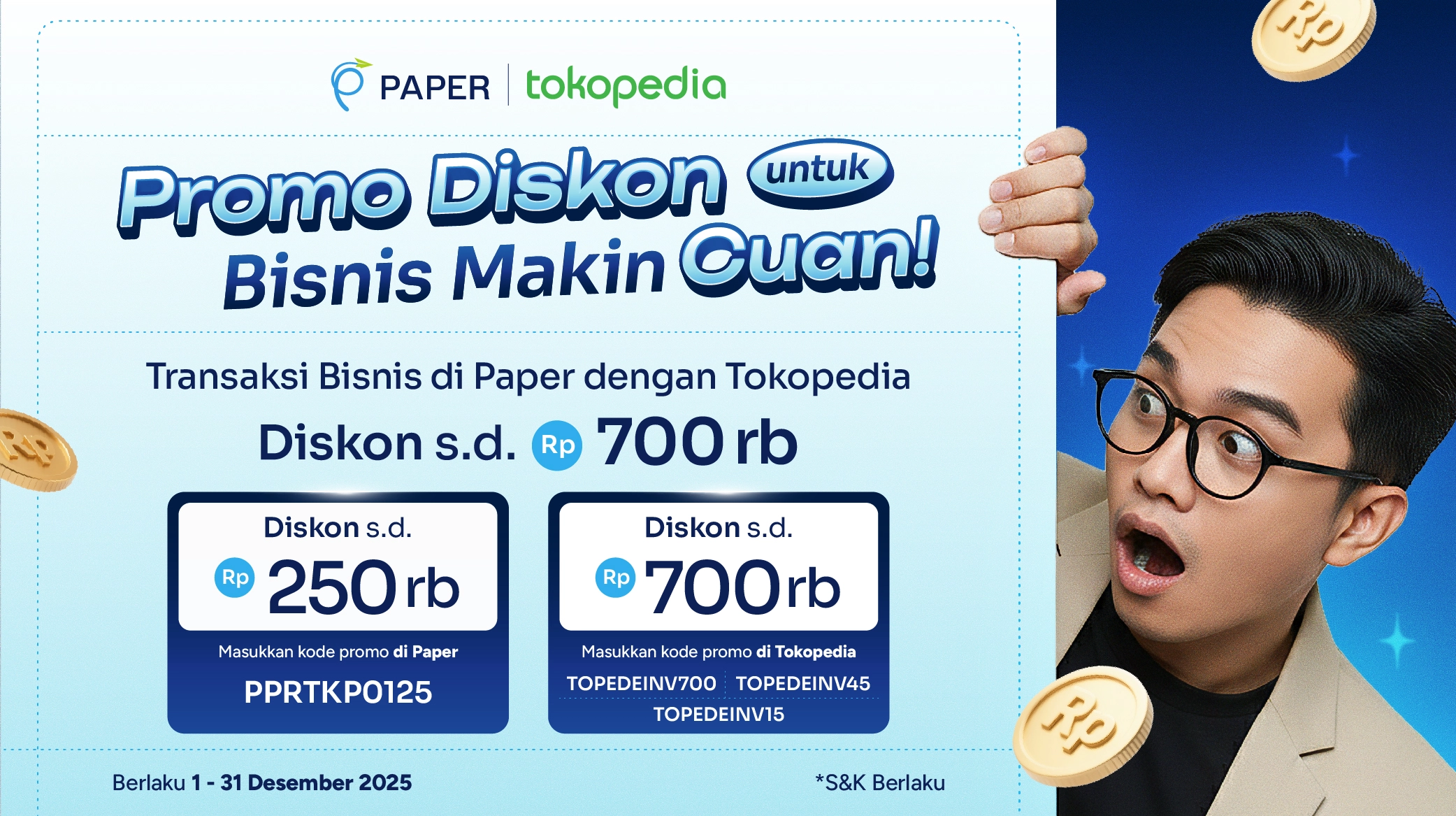 Diskon Hingga Rp700 ribu, Transaksi di Tokopedia dan Paper Sekarang