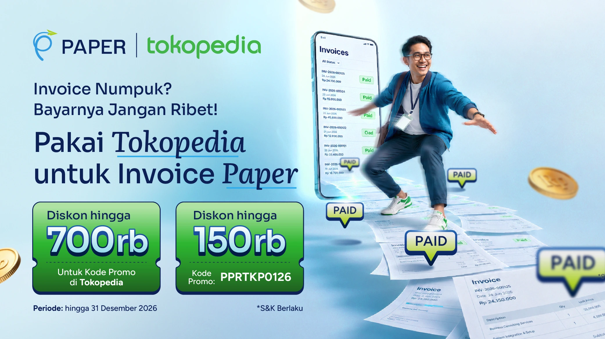 Diskon Hingga Rp700 ribu, Transaksi di Tokopedia dan Paper Sekarang!