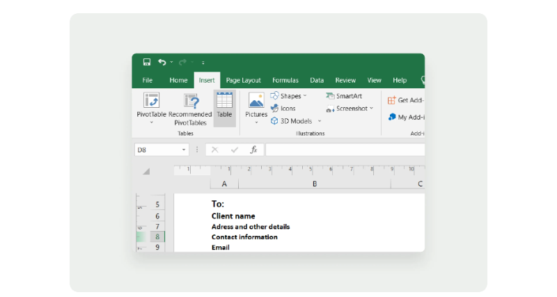 Gambar 5 Cara Membuat Invoice di Excel 