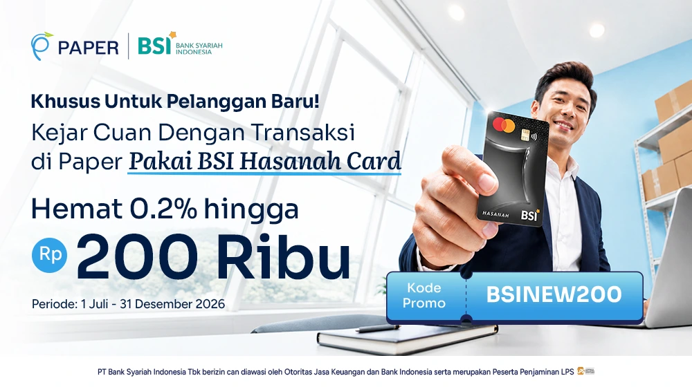 Diskon 200rb! Khusus Transaksi Pertama dengan Kartu Kredit BSI Hasanah Card