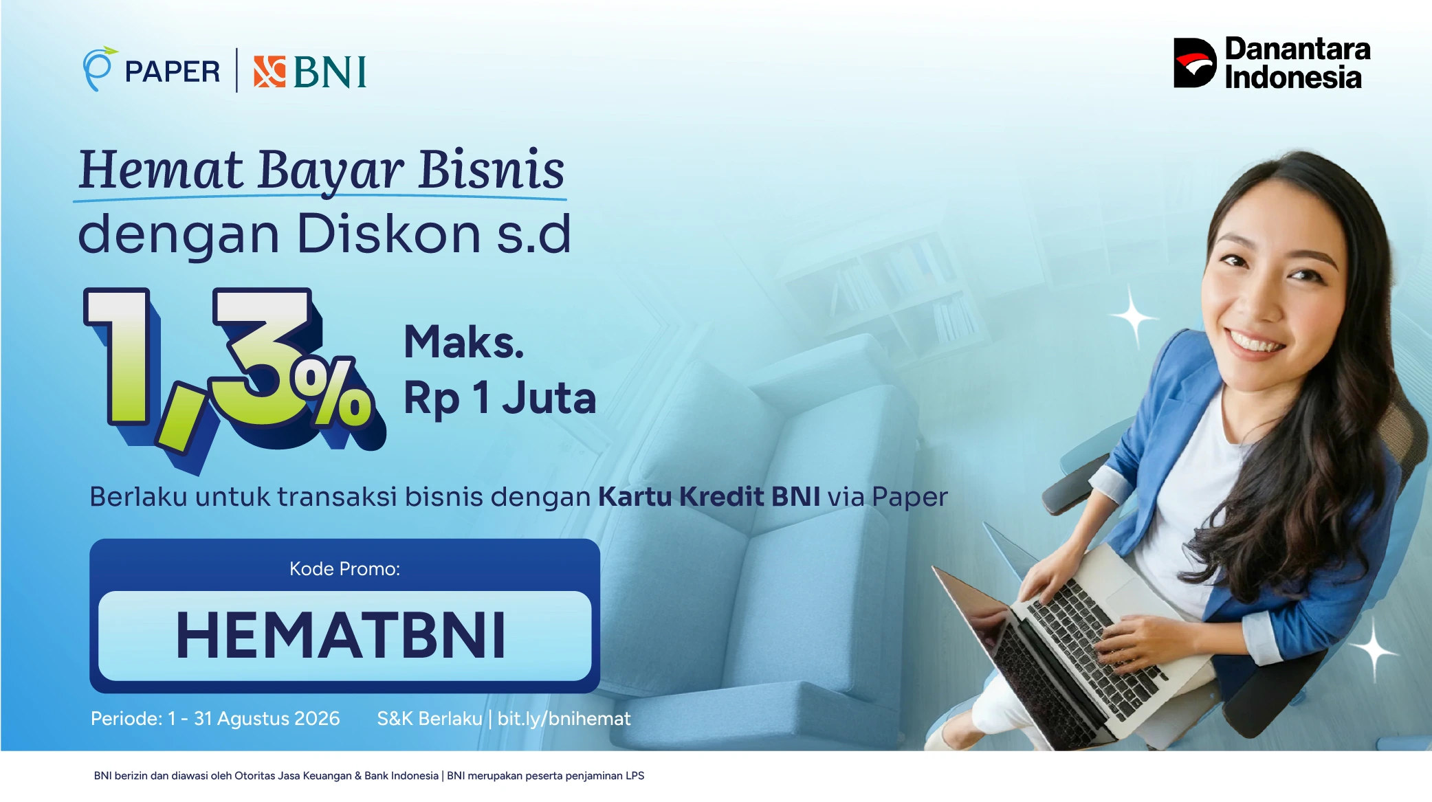 Transaksi Bisnis dengan Kartu Kredit BNI via Paper, Diskon hingga 1 Juta