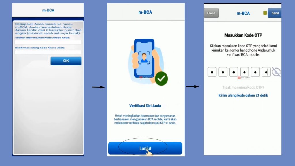 Tampilan proses aktivasi M-Banking di aplikasi BCA Mobile