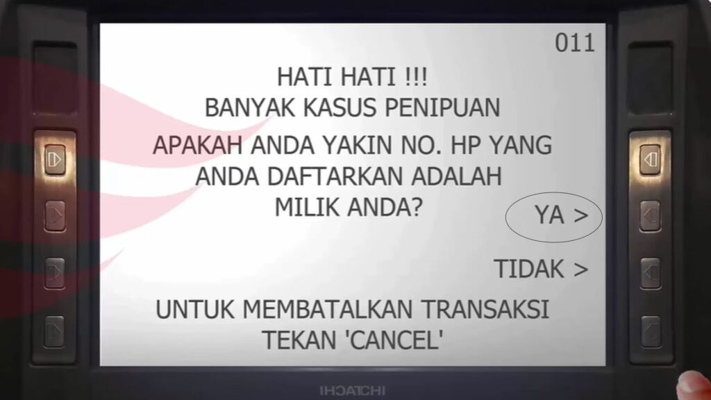 Tampilan proses daftar M-Banking di ATM BCA