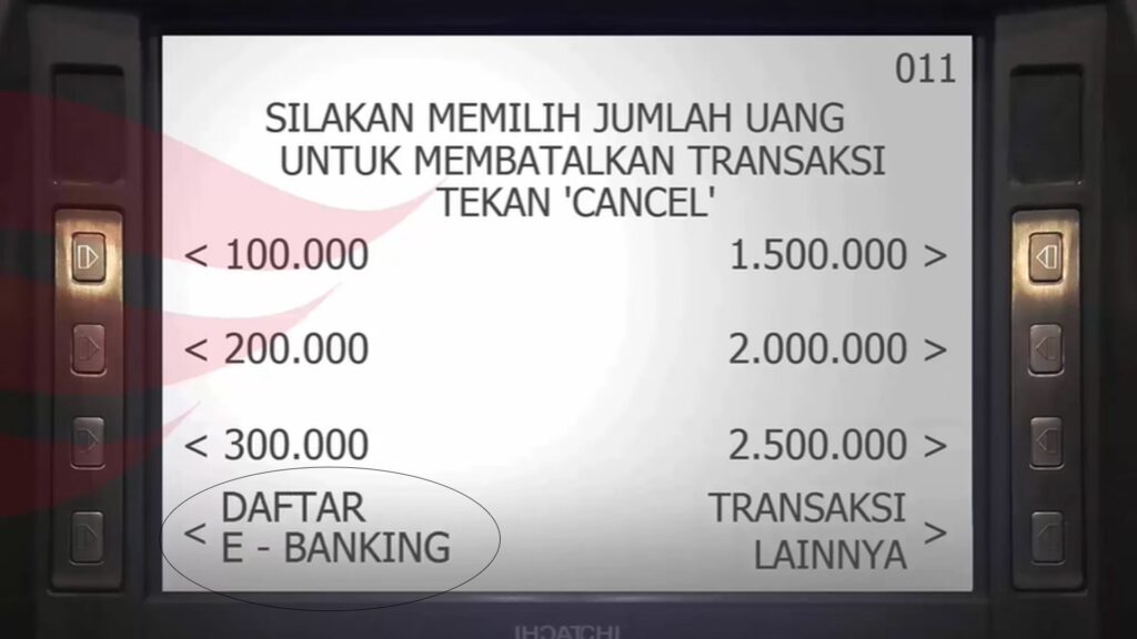 Tampilan proses daftar M-Banking di ATM BCA