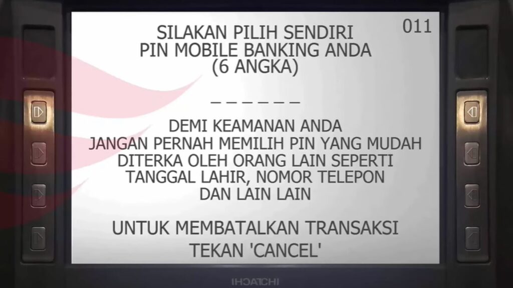 Tampilan proses daftar M-Banking di ATM BCA