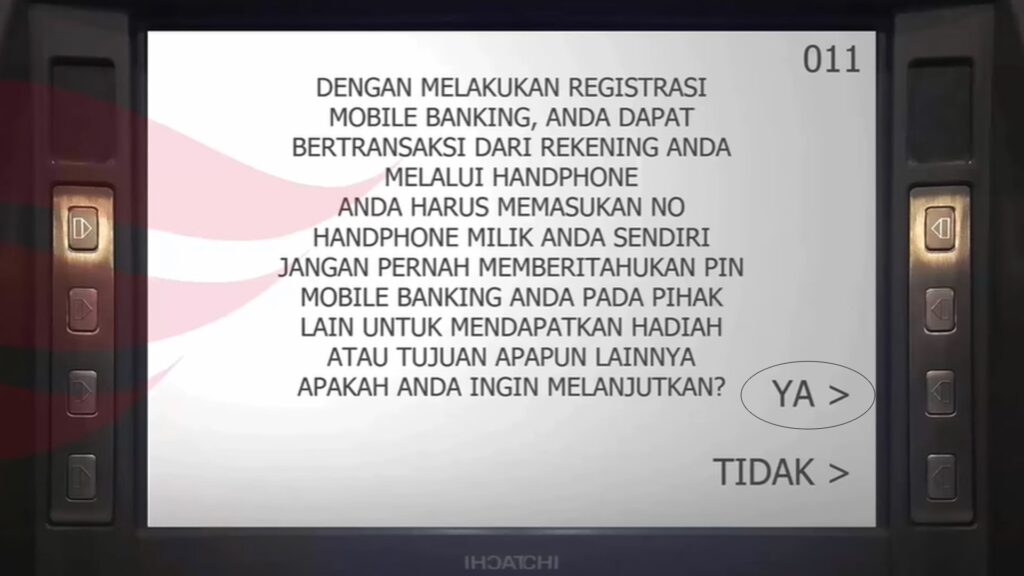Tampilan proses daftar M-Banking di ATM BCA