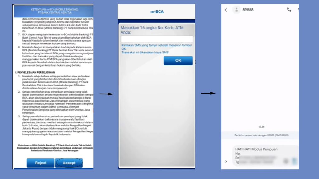 Tampilan proses aktivasi M-Banking di aplikasi BCA Mobile