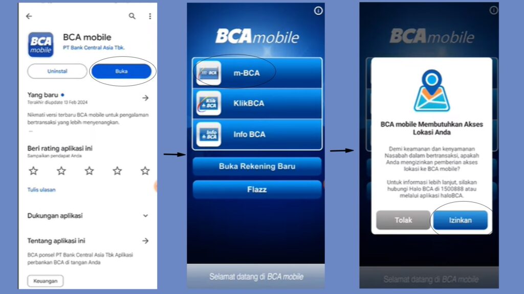 Tampilan proses aktivasi M-Banking di aplikasi BCA Mobile