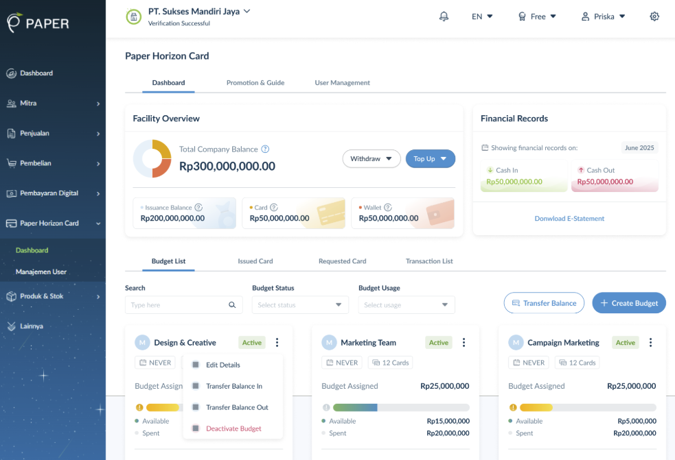 dashboard expense management paper