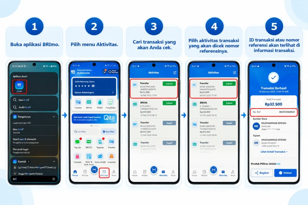 cara cek nomor referensi bri dengan BRImo