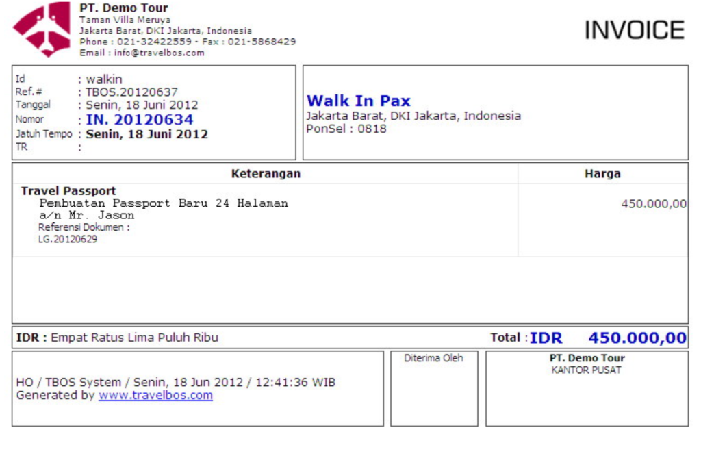 Invoice Dokumen Perjalanan