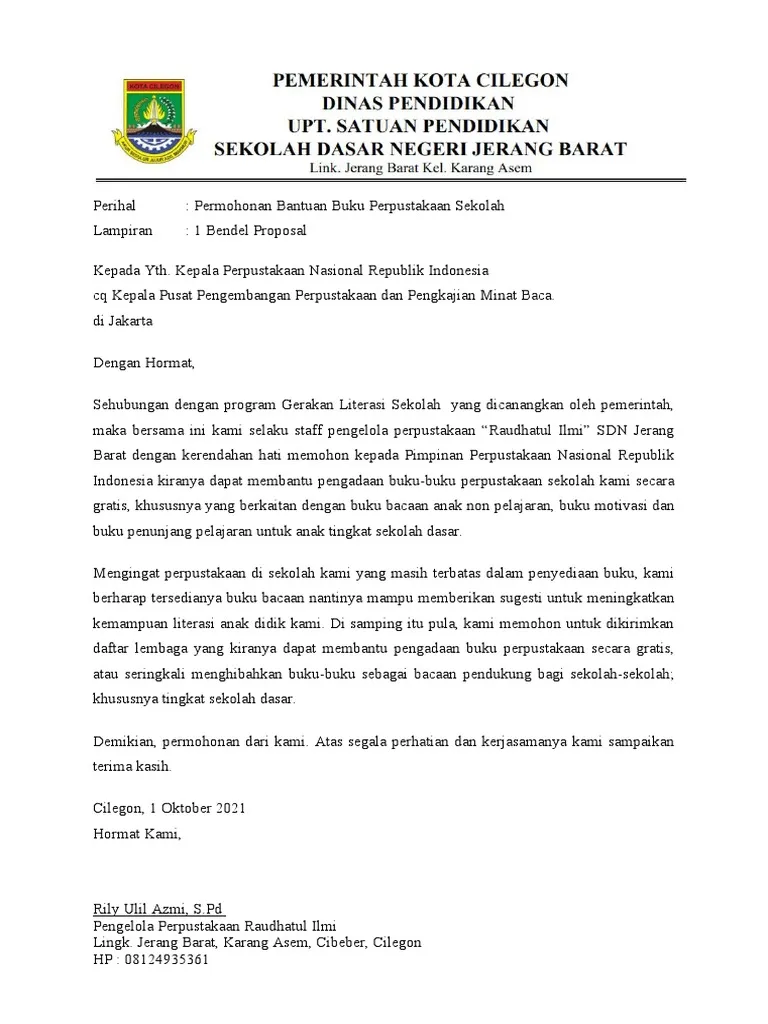 Contoh surat pengadaan buku perpustakaan