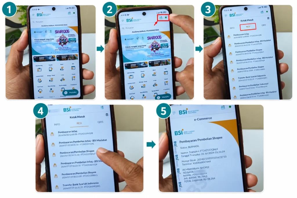 cara cek nomor referensi bank bsi melalui mobile banking