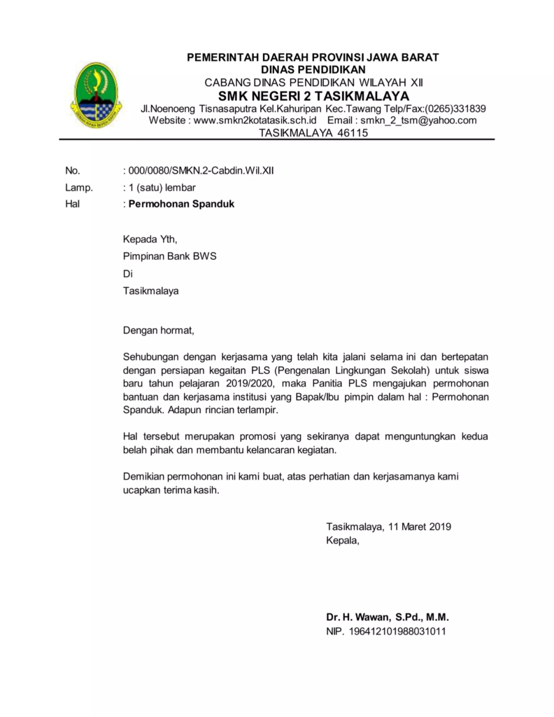 Surat permohonan sponsorship spanduk